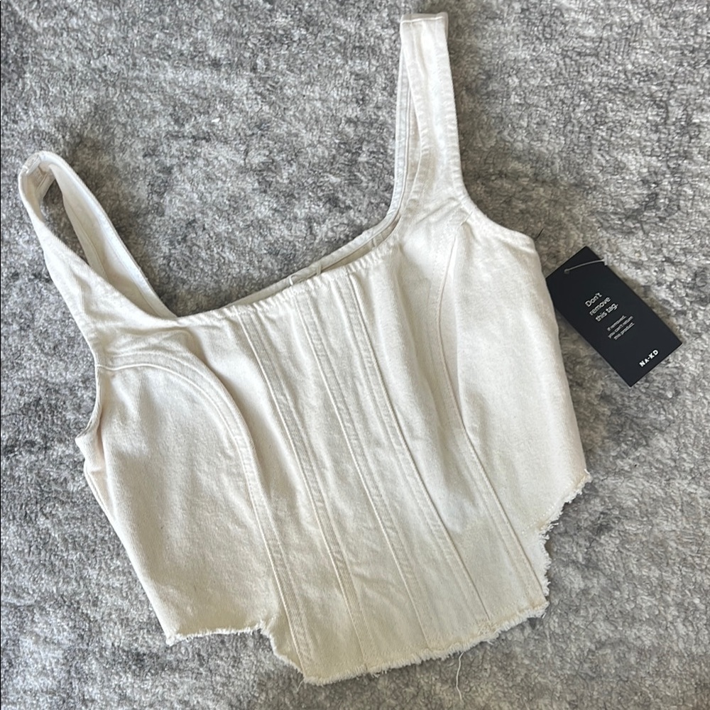Cream Cropped Corset Women's Top